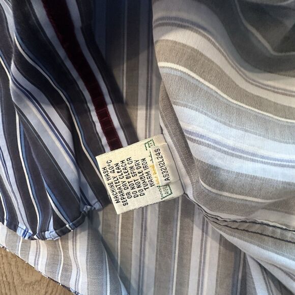 Bugatchi Uomo Shaped Fit Shirt Mens Large Striped Flip Cuff Button Long Sleeve - Picture 7 of 10